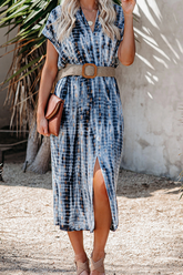 Fashion Print Split Joint V Neck Straight Dresses